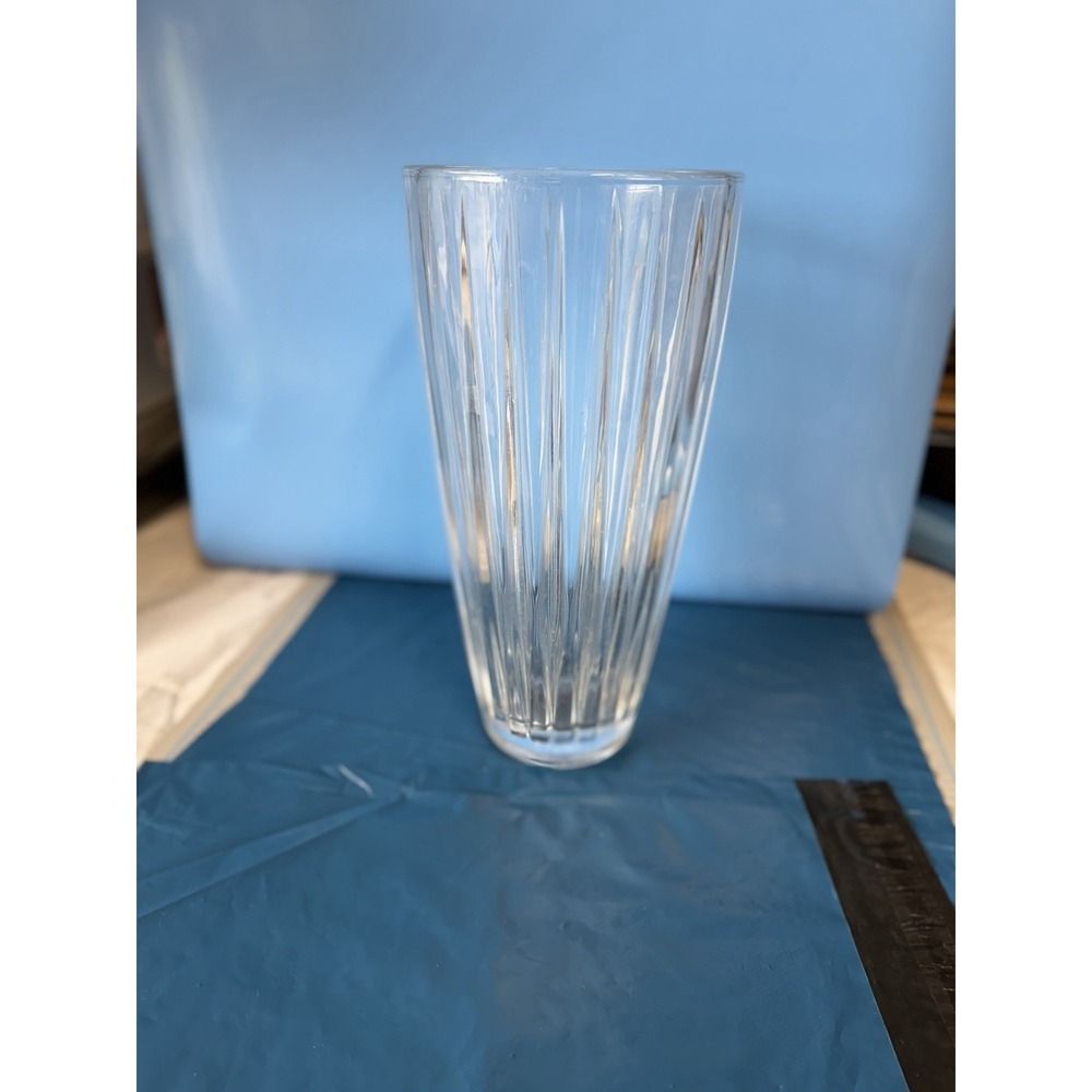 Mikasa‎ Clear Ribbed Glass Vase Tall Fluted Flower Vase 12"